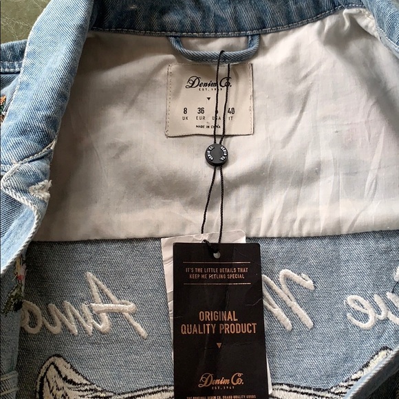 📌 NWT Denim Co Embroidered TIGER Jean Jacket - Picture 5 of 7